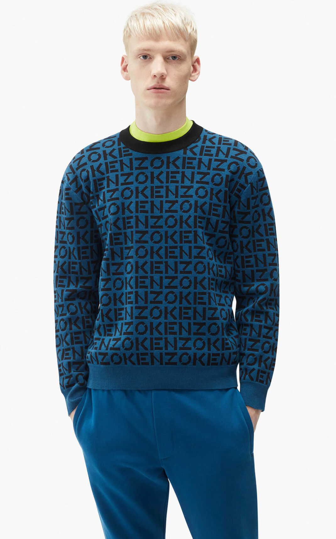 Kenzo Sport monogram Puloveri Muške - Tamno Plave - Hrvatska JPZBVN810